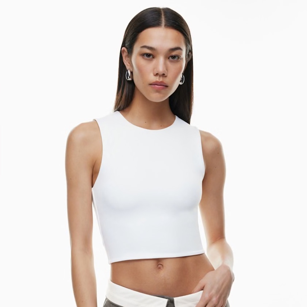 Babaton Aritzia cropped tank top muscle tank white size XL